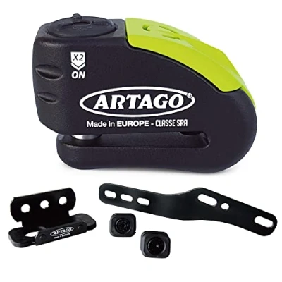 Imagen de Artago 30X7 Pack Candado Antirrobo Disco con Alarma 120db Alta Seguridad + Soporte para Honda CB650F y CBR650F, Homologado SRA Sold Secure Gold