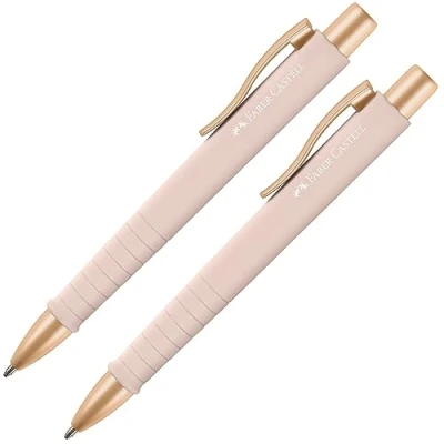 Imagen de FABER CASTELL 205092 Bolígrafo Poly Ball rosa pálido, 2 piezas, con recambio XB reemplazable, a prueba de documentos