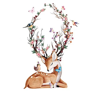 Imagen de cukol Kit Punto de Cruz Esquemas Niños Principiantes Tela Impresa Alce, Cuadro Set Kits Bordado Completo Hilo y Impreso Contado Ciervo Patrones a Mano Hacer faciles 11ct
