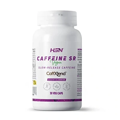 Imagen de Cafeína de Liberación Lenta HSN 30 Cápsulas 400 mg CaffXtend equivalencia a 200 Pura Natural Anhidra Efecto Prolongado hasta 12 Horas No GMO, Vegano, Sin Gluten