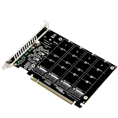 Imagen de XTVTX Tarjeta de expansión Controlador Host NVME a PCI e 4 Puertos Compatible con 2230 2242 2260 2280 Adaptador M.2 PCIe X16 Lector convertidor Disco Duro M Key