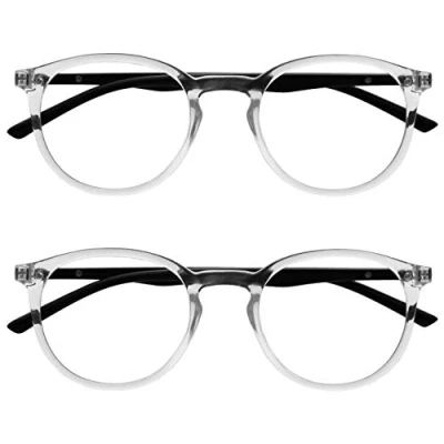 Imagen de OPULIZE Met Gafas de Lectura Pack 2 Montura Transparente Negro Resistente a Arañazos Bisagras Muelle Ordenador Gaming Antirreflejante Hombre Mujer RR60 C +1.00