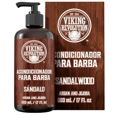 Imagen de Viking Revolution Acondicionador para Barba con Aceites de Argán y Jojoba 500 ml Suaviza Fortalece Aroma a Sándalo Hombre Aceite