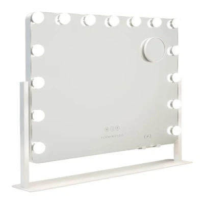 Imagen de Flamingueo Espejo Maquillaje con Luz Tocador 15 LED, de 3 Modos, Posición Regulable 360º, Cargador Inalámbrico