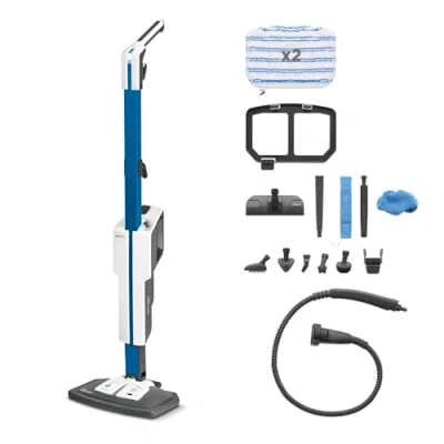 Imagen de Polti Vaporetto SV620 Style, Escoba a Vapor con Limpiador Portátil Integrado, Potencia Máxima 1500 W, 15 Accesorios, Filtro Antical, Autonomía Ilimitada, Parking Vertical, Azul y Blanco