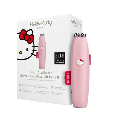 Imagen de GESKE x Hello Kitty SmartAppGuided™ MicroCurrent Face Lift Pen 6 en 1 Cuidado de la Piel dispositivo antienvejecimiento Lifting facial joven sin arrugas para cara