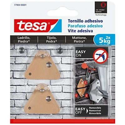 Imagen de TESA 77904 00001 00 Smart Mounting System SMS Tornillo Adhesivo Triangulo hasta 5Kg Ladrillo/Piedra, Set de 2 Piezas