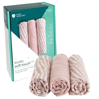 Imagen de KOALA BABYCARE Muselinas Bebe Algodon 80x80 cm Paquete con 3 Unidades Grandes de algodón para recién Nacidos