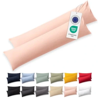 Imagen de Blumtal Funda de Almohada 40x145 cm 100% algodón Rosa Juego 2 Fundas in Jersey con Cremallera, cojín Certificado Oeko Tex, para Almohadas y Cojines