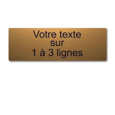 Imagen de Placa grabada personalizada de 1 a 3 líneas, 30 x 10 cm, autoadhesiva, oro cepillado