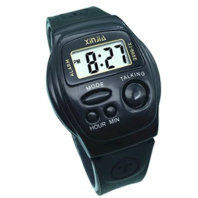 Imagen de VISIONU Reloj Parlante Digital Negro con Alarma Anuncio de la hora en francés para ciegas y personas discapacidad visual FR 665TF TF, , correa