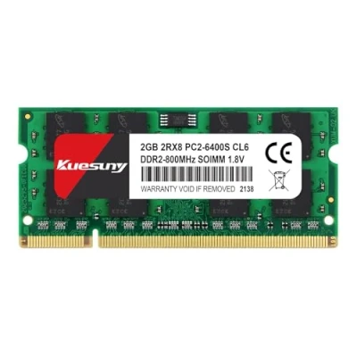 Imagen de Kuesuny 2GB PC2 6400 2Rx8 6400S CL6 DDR2 SODIMM 800MHZ 1.8V 800 200pin Non ECC Memoria RAM para computadora portátil sin búfer iMac Intel, Sistema AMD