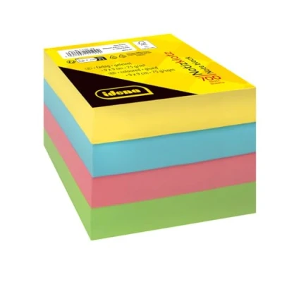 Imagen de Idena 11199 bloc de notas, 9 x cm, 700 hojas encoladas, notas papel FSC mix 75 g/m² en 4 colores, blocs sostenibles