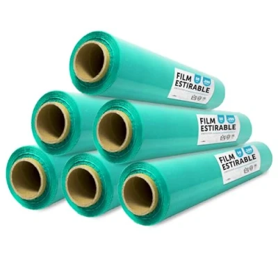 Imagen de Film Verde para Embalar, Plástico Cubretodo, color Embalaje de Cajas Mudanzas, Proteger Muebles y Envíos, Medidas 50 cm x 200 m estirables · office (Verde, 6 uds)