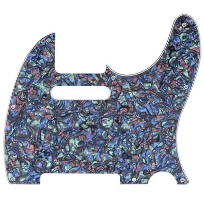 Imagen de Musiclily 8 Agujeros Tele Pickguard Guitarra Golpeador para Eléctrica Fender American/México Standard Telecaster Estilo Moderno, 4 capas Abalone Shell