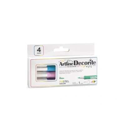 Imagen de OSAMA Artline Rotuladores Decorite con punta de pincel, 4 unidades, colores pastel surtidos