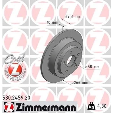 Imagen de ZIMMERMANN COAT Z 530.2459.20 Disco de freno 266 10 7/5 5 100 macizo revestido SUBARU: Impreza II Berlina, I Forester