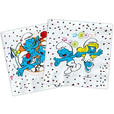 Imagen de Ciao Servilletas de papel compostables (33 x 33 cm, doble vela), 20 unidades, azul claro, blanco, 24061