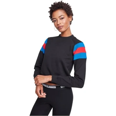 Imagen de Urban Classics Ladies Sleeve Stripe Crew Sudadera, Multicolor (Black/Brightblue/Firered 01558), X Large para Mujer