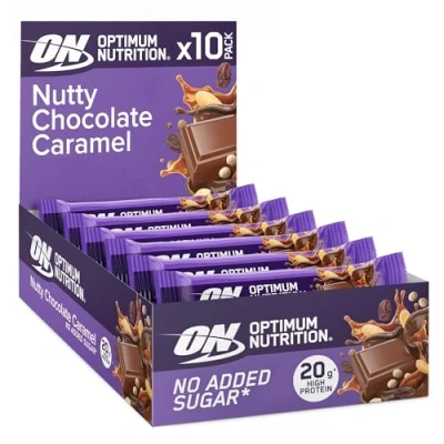 Imagen de Optimum Nutrition Fruit &amp; Nut Crisp Bar (10x70g) Nutty Caramelo de chocolate