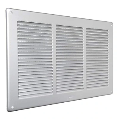 Imagen de La Ventilazione GAL3424R Rejilla de ventilación rectangular aluminio pintado en plata, con red antiinsectos, dimensiones 340 x 240 mm