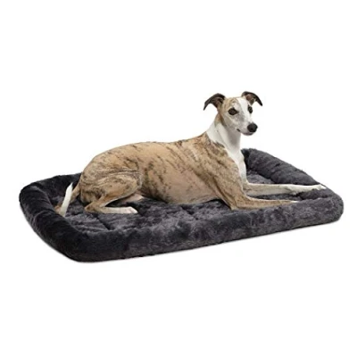 Imagen de MidWest Homes for Pets modelo 40236 GY cama para perros con cabezal, longitud de 91,44 cm, y gatos cómodo adecuado razas medianas, color gris