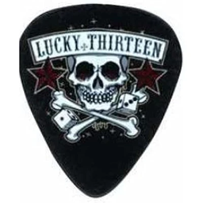 Imagen de JIM DUNLOP Púas Tortex Lucky 13 serie, Saco de 36, 1mm, Skull Dice Negro