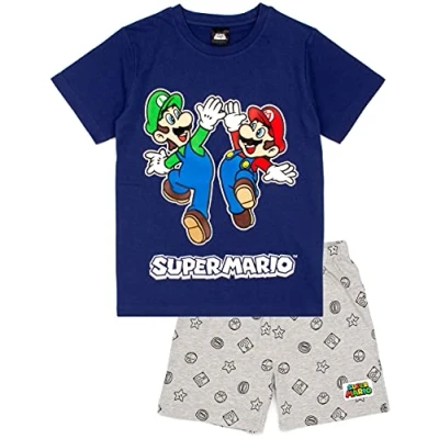 Imagen de Super Mario Nintendo Pijamas Boys Kids Luigi Blue O Red Short PJS 9 10 años