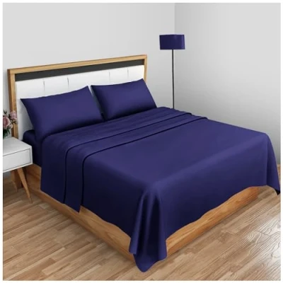 Imagen de GC GAVENO CAVAILIA Diamante teñido Liso Sábana encimera, poliéster, 50% algodón, Azul Marino, Matrimonio