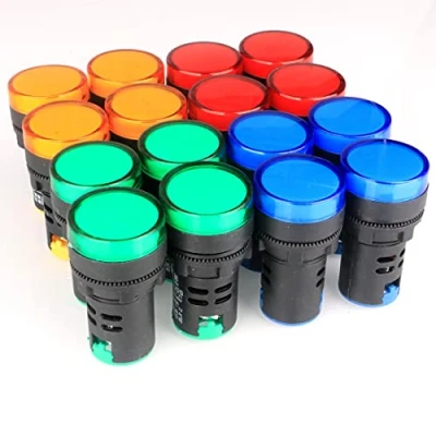 Imagen de GUUZI 16 Piezas 220V 380V 20mA Luz Indicadora LED de Ahorro Energía Tamaño del Orificio Montaje 22 mm Verde/Amarillo/Rojo/Azul (cada 4 Piezas)