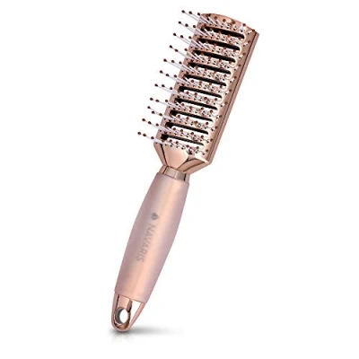 Imagen de Navaris Cepillo de pelo desenredante ventilación para cabello rizado liso afro rulos fino grueso Peineta secar alisado Oro rosa