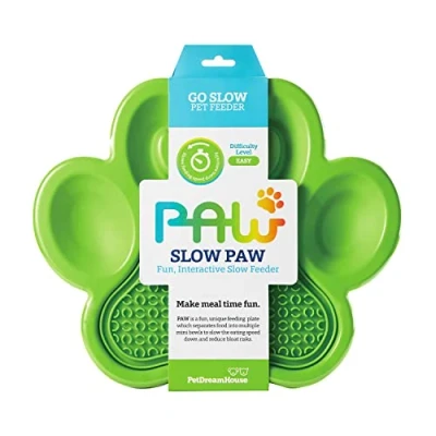 Imagen de PetDreamHouse Comedero Interactivo para Perros y Cachorros o Gatos, Plato de Comida Que controla rápida antihinchazón, Color Verde