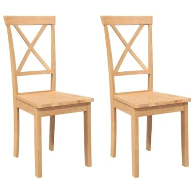 Imagen de vidaXL Sillas de Comedor 2 Unidades Madera Maciza Caucho, Silla Comedor, Cocina, Asiento Silla, Sala Estar