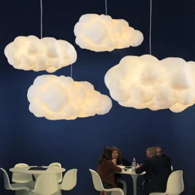 Imagen de GUANSHAN Simulación Nube Lámpara Colgante Creativa Algodón Araña flotante Luz de techo decorativa para dormitorio, comedor, pasillo