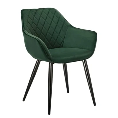 Imagen de WOLTU Silla de Comedor Pack 1, Cocina Tapizadas en Terciopelo, Ergonómicas con Respaldo y Brazos para Salón Dormitorio, Estilo Nórdico, Patas Metal, Verde, BH153gn 1