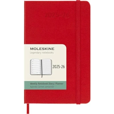 Imagen de Moleskine Weekly Planner 2025 2026, Agenda Semanal 18 Meses Con Espacio para Notas, Tapa Dura y Cierre Elástico, Formato Pocket 9 x 14 cm, Color Rojo Escarlata