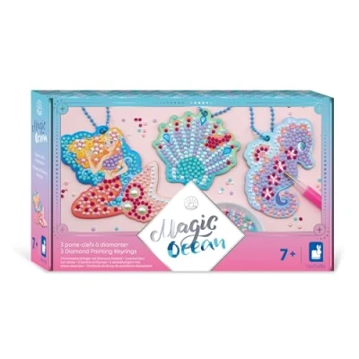 Imagen de Janod Magic Ocean 3 Llaveros con Diamantes Fabricación de Kit Manualidades Creativas para Niños Aprendizaje Motricidad Fina y Concentración A Partir 7 años J07793