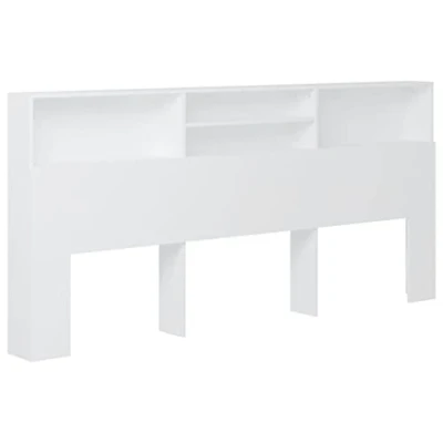 Imagen de vidaXL Mueble Cabecero Armario de Cama con Almacenaje Pared Dormitorio Estantería Habitación Libros Decoraciones Blanco 220x19x103,5 cm