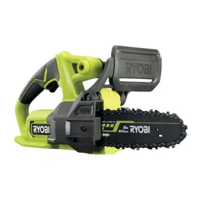 Imagen de RYOBI Motosierra Eléctrica Compacta 18V ONE+ 20 cm Pequeña Herramienta de Poda Arboles Tensor Cadena Lateral Vendida sin Batería ni Cargador RY18CS20A 0