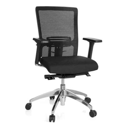 Imagen de hjh OFFICE 657511 Silla de Oficina Astra Base Tela Negro, giatoria, ergonómica, Apoyabrazos con Ajuste Altura, Respaldo en Malla Transpirable