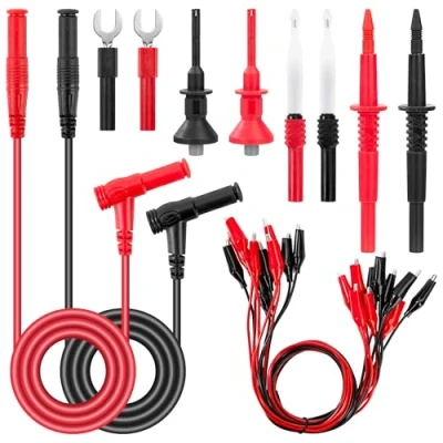 Imagen de QIMEI SHOP Cables de Prueba para Multímetro con Cable Pinzas Cocodrilo Sonda Ganchos Conector en U Multimetro Digital 20 Piezas
