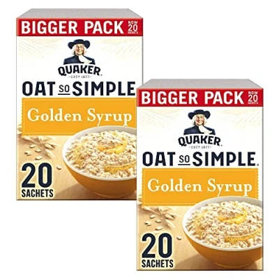 Imagen de Cleverry set de Gachas Avena Quaker Oat So Simple Golden Syrup 40 bolsitas x 36g oatmeal para un desayuno delicioso