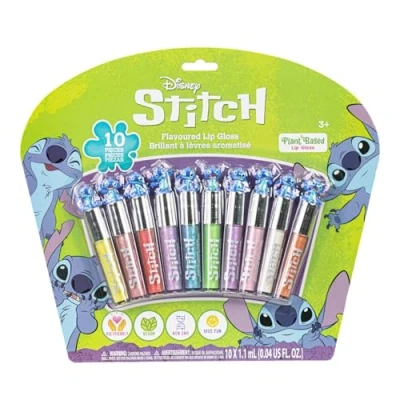 Imagen de Stitch 10 juegos de lápices labiales vegetales, favoritos para fiestas niñas, primer traje maquillaje adecuado fiestas, siestas y regalos cumpleaños, mayores 3 años, produ