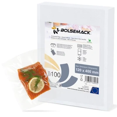 Imagen de Bolsa Para envasado al vacio 120x400 gofrada (100 unidades) todo tipo de envasadora doméstica, Foodsaver, Lacor, Caso, Tre Spade, etc.