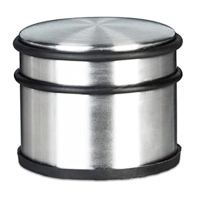Imagen de Relaxdays Tope Puerta, Acero Inoxidable, Grande, Goma Protectora, para Puerta Pesada, 7,5 x 9,5 cm, Color Plata