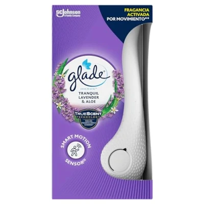 Imagen de Glade® Ambientador Automático Sense &amp; Spray con Sensor de Movimiento, Fragancia Lavanda, Pack Difusor + 3 Recambios