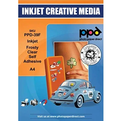 Imagen de PPD Inkjet A4 x 20 Pegatinas de Vinilo Autoadhesivo Semi Transparente Imprimible Grado Comercial Calidad Fotográfica y A Prueba Desgarro Para Impresora Inyección Tinta 39F