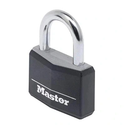 Imagen de Master Lock 9150EURDBLK Candado con Llave cuerpo de aluminio macizo revestido, Negro, 5 x 6.8 1.4 cm