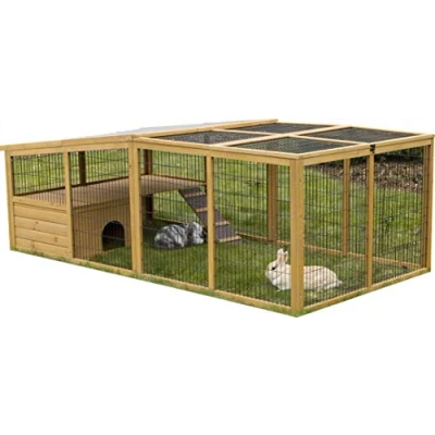 Imagen de Kerbl Pet Parque para Mascotas con Barrera de Escape, 220 x 115 75 cm, Distancia Rejilla: 2,5 Conejos/Conejillos Indias, Plegable, casita rampa