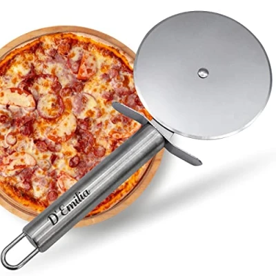 Imagen de D’Emilia Corta Pizzas Profesional de Acero Inoxidable para Uso en Cocina, Rueda Afilada 9 cm Diámetro, Cortador Multiusos Fácil Lavado y Duradero
